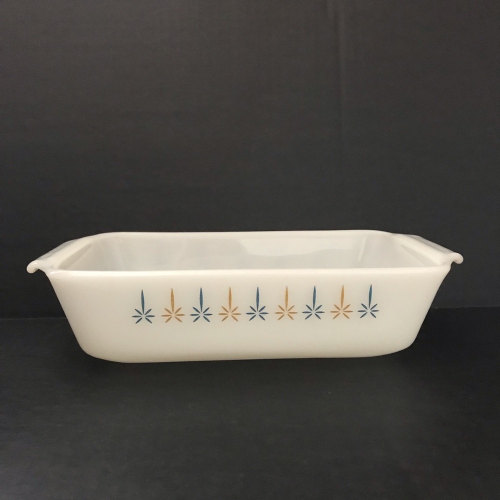 Anchor Hocking Fire King Loaf Pan 1 Quart Candle Glow 441 Made In USA 1960s